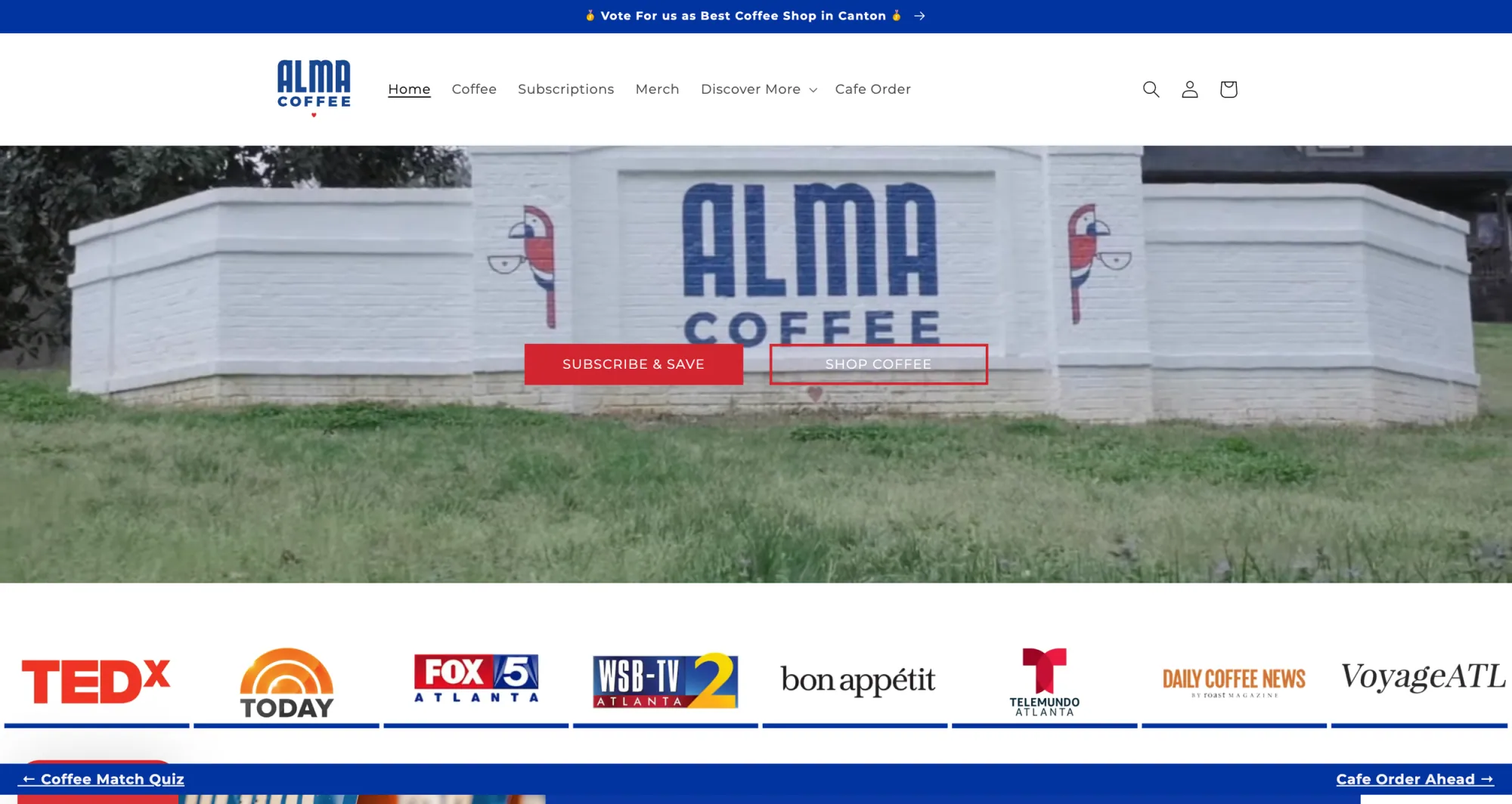 Alma Coffee Homepage